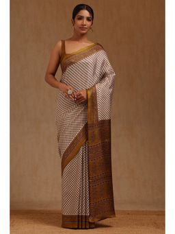 Soch - Womens Yellow Art Silk Floral Print Saree with Unstitched Blouse Piece