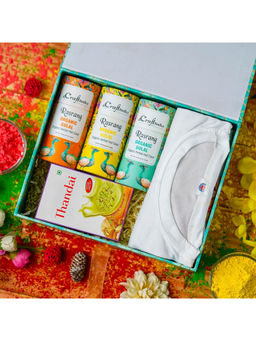 eCraftIndia - Holi Gift Hamper Rasrang Holi Colors, T-shirt & Thandai