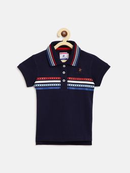 Beverly Hills Polo Club - Girls Stars and Stripes Polo T-Shirt - Navy Blue