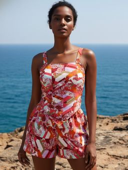 AOBA - Women Pink Printed Beachwear Set (Set of 2)