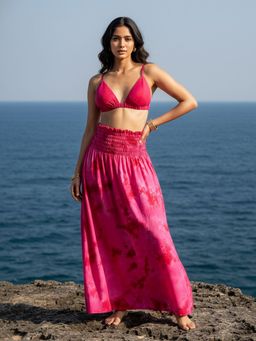 AOBA - Women Pink Tie & Dye Beachwear Skirt (Set of 2)