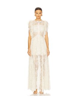 self-portrait - White Lace Tiered Maxi Dress