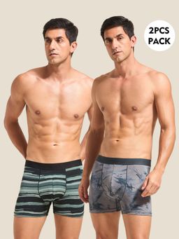 Technosport - Men Multi-Color Printed Trunks with Elasto Lite (Pack of 2)
