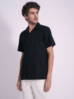 Selected - Men Solid Regular Fit Black Shirt