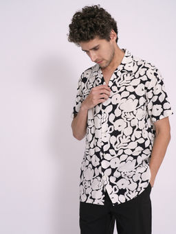 Selected - Men Printed Regular Fit Black Shirt