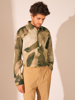 Selected - Men Printed Regular Fit Green Shirt
