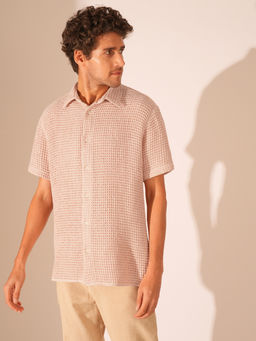 Selected - Men Textured Regular Fit Pink Shirt