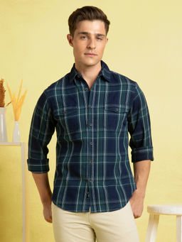Dennis Lingo - Men Cotton Relaxed Fit Checks Shirt