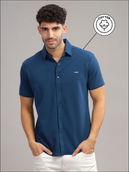 Parcel Yard - Men Airforce Self Design Shirt with Collar