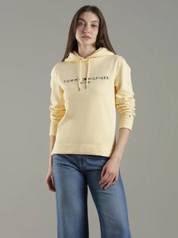 Tommy Hilfiger - Yellow Regular Fit Cotton Hooded Neck Hoodie