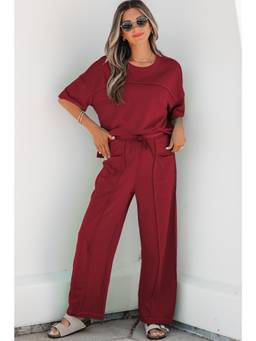 Errabelly - Erra belly Racing Red Drop Shoulder Boxy Top and Pant