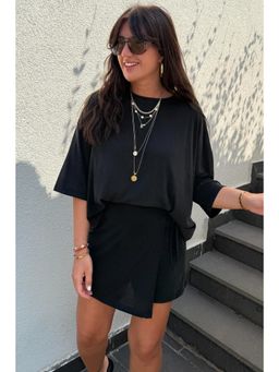Errabelly - Black Solid Color Oversize Co-Ord Set