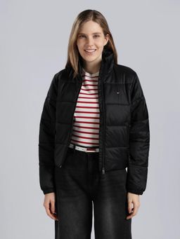 Tommy Hilfiger - Black Regular Fit Nylon High-Neck Puffer Jacket