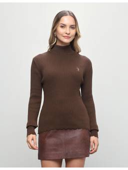 U.S. POLO ASSN. - Women's Vertical Striped Patterned Knit Fitted Sweater