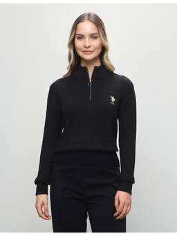 U.S. POLO ASSN. - Women's Cable Patterned Knit Regular Fit Sweater