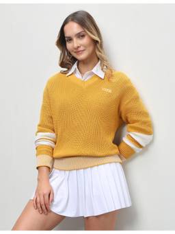 U.S. POLO ASSN. - Women's Vertical Striped Patterned Knit Regular Fit Sweater