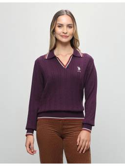 U.S. POLO ASSN. - Women's Cable Patterned Knit Regular Fit Sweater