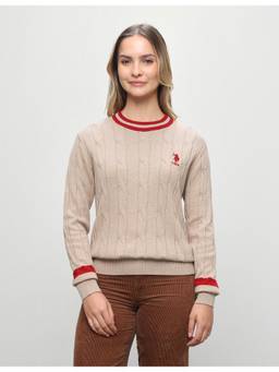 U.S. POLO ASSN. - Women's Cable Patterned Knit Regular Fit Sweater