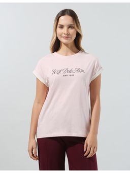 U.S. POLO ASSN. - Women's Typographic Brand Printed Regular Fit T-Shirt