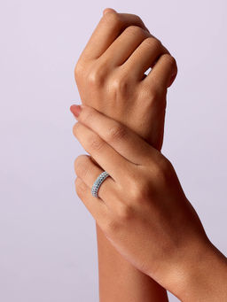 Mia by Tanishq - Sky Blue Halo Silver Finger Ring
