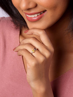 Mia by Tanishq - Smokey Elegance & Citrine Spark Silver Finger Ring