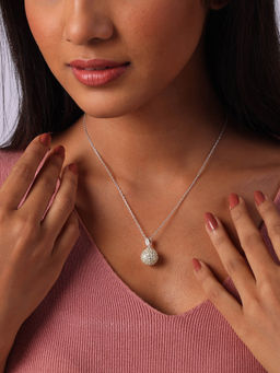 Mia by Tanishq - Peridot Splendour Silver Pendant for Women