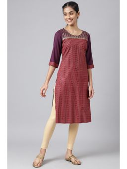 Aurelia - Women Purple Festive Geometric Print Rayon Kurta