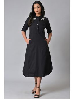 W - Black Solid Dress