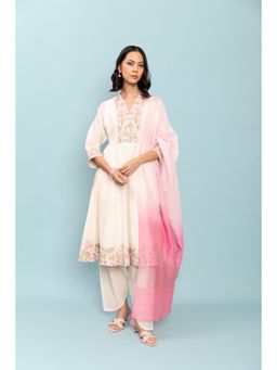 LABEL NAARITI - Nargis Pink Anarkali Kurta with Pant and Dupatta