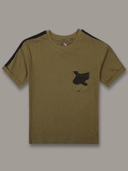 Jumping Joey - Boys Solid Olive Drop Shoulder T-Shirt