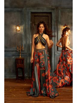 Lavina sippy - Patchwork Palazzos With Draped Top