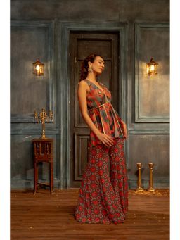 Lavina sippy - Printed Sharara With Hand Embroidered Top
