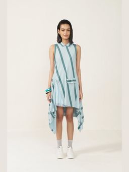 Muvazo - Everyday Luxe Drape Blue Tunic With Skirt Co-Ords