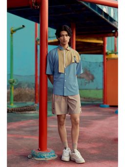 Muvazo - Men Multi-Color Polyester Colorblock Shirt With Shorts