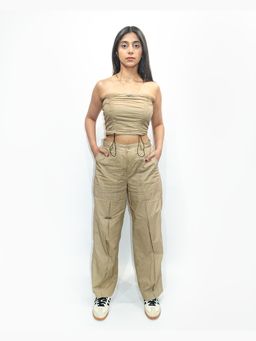 RISING AMONG - Beige Crush Top With Pant Co-Ord Set