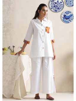 SUI KALA - Coral White Top with Pant Co-Ords