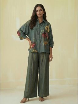 KALISTA - Green Lyra Floral Printed Shirt And Pant