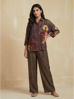 KALISTA - Mauve Lyra Floral Printed Shirt And Pant