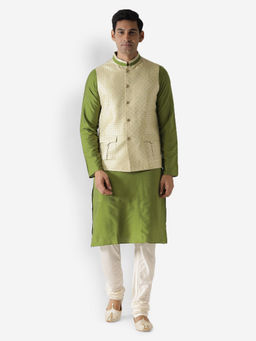 KISAH - Men Gold Kurta Jacket (Set of 3)