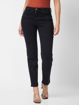 Spykar - Women Mid Rise Slim Straight Fit Black Jeans