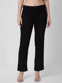 Spykar - Women Mid Rise Slim Straight Fit Black Jeans