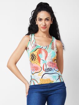 Spykar - Women Scoop Neck Sleeveless Yellow T-Shirt