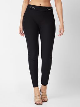 Spykar - Women High Rise Skinny Fit Black Knits Jeggings