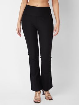 Spykar - Women High Rise Boot Cut Black Knits Pant
