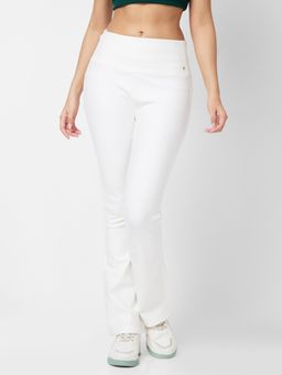 Spykar - Women High Rise Boot Cut White Knits Pant