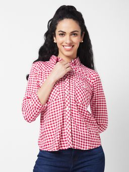Spykar - Women Pink Checks Shirt