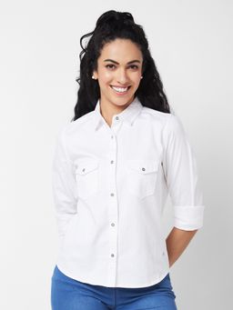 Spykar - Women White Solid Shirt