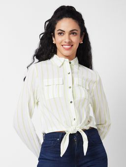 Spykar - Women Yellow Stripes Shirt