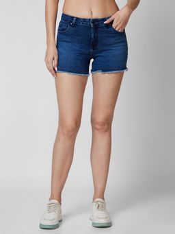 Spykar - Women Mid Rise Navy Blue Shorts