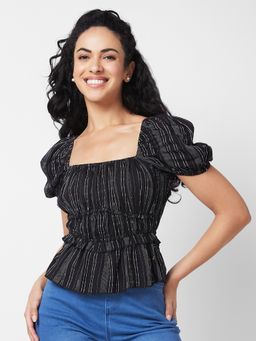Spykar - Women Black Stripes Top